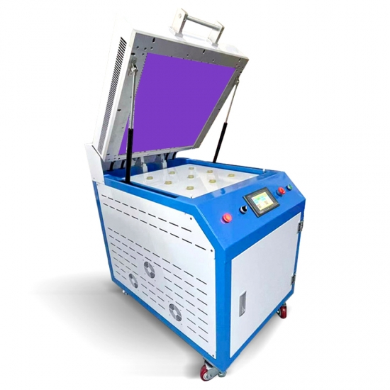 صدفي 500 * 500 مم UV شريط الأشعة فوق البنفسجية أنظمة علاج تقليل لزوجة الفيلم الأزرق
